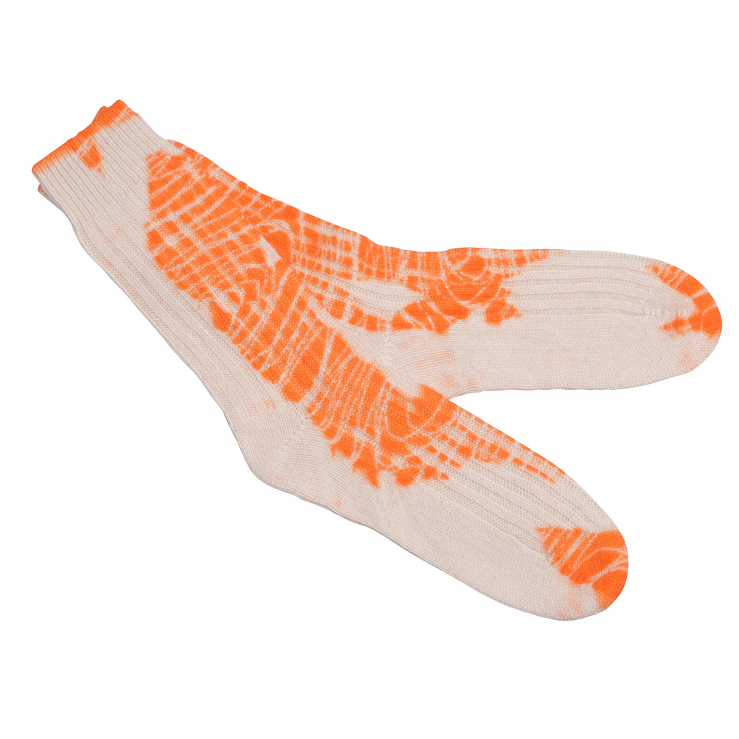 Cashmere Socken Batik-cs in Neonorange