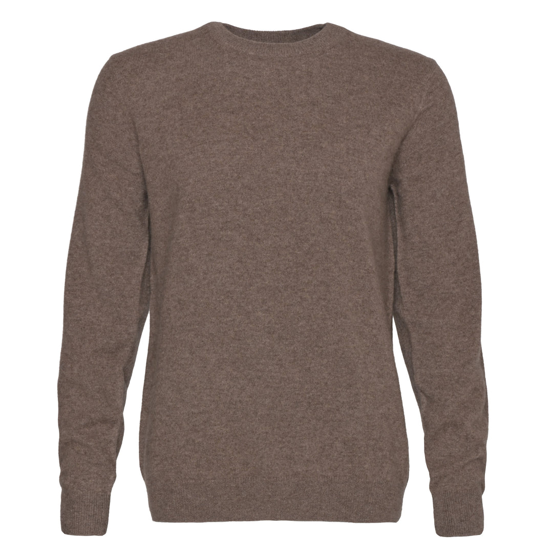 Klassischer Herren-Kaschmirpullover mit Rundhalsausschnitt in Coffee Melange aus 100 % Kaschmir