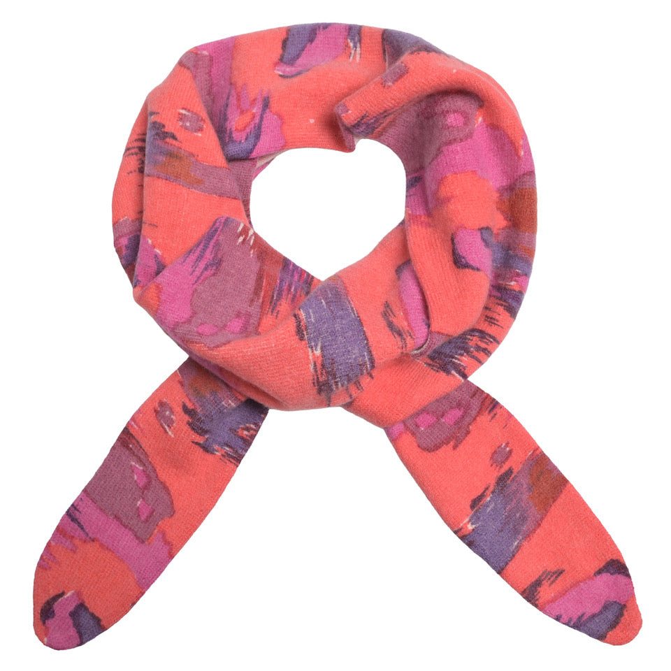 Kaschmir-Windbreaker „Ella“ aus 100 % reinem Kaschmir in Chilli mit mehrfarbigem abstraktem Print von cute stuff