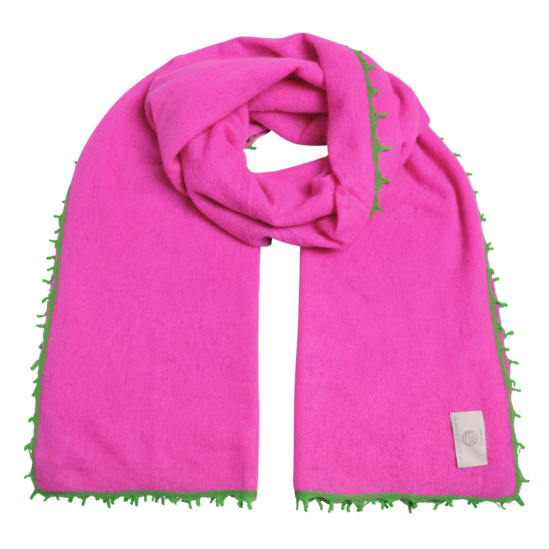 Cashmere Schal reines Cashmere cutestuff Schal mit Fransen neonpink