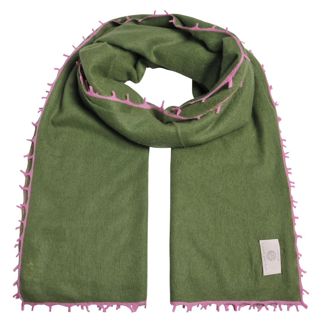 Cashmere Schal reines Cashmere cutestuff Schal mit Fransen  olivegrün