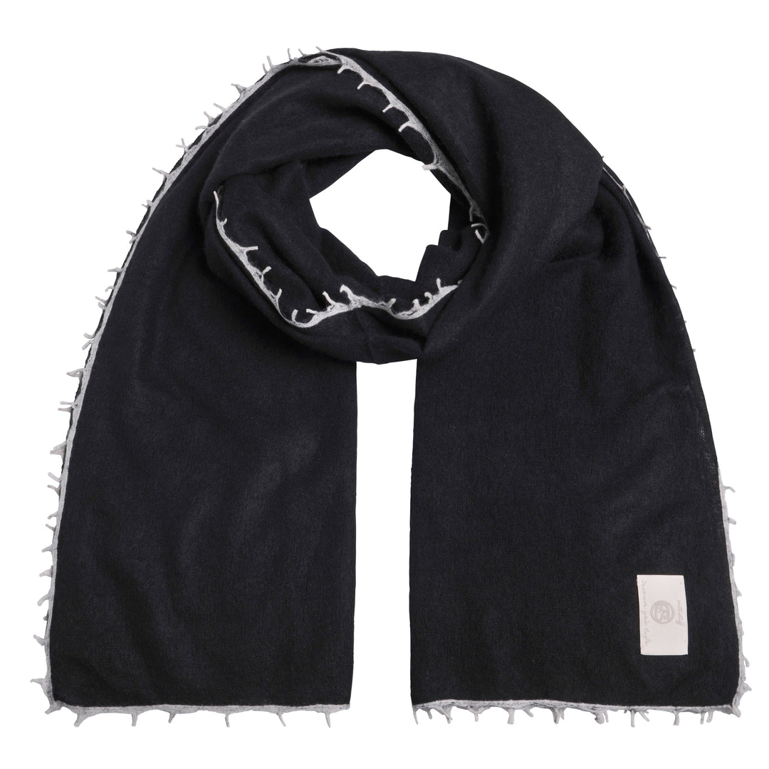 Cashmere Schal reines Cashmere cutestuff Schal mit Fransen Schwarz