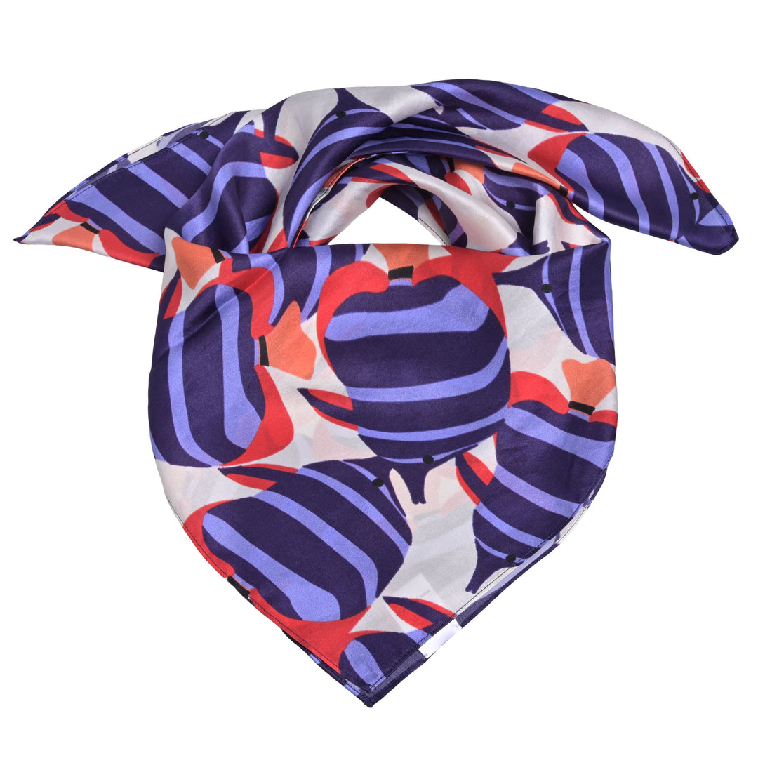 Seidentuch Bandana Champagner mit maritimem Fisch‑Motiv aus 100 % Seide