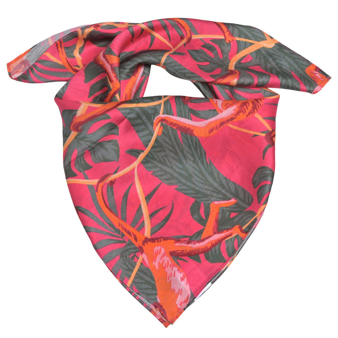 Seidentuch Bandana im Größenformat 65 x 65 cm mit maritimem Monkey‑Motiv aus 100 % Seide in Pink für Damen
