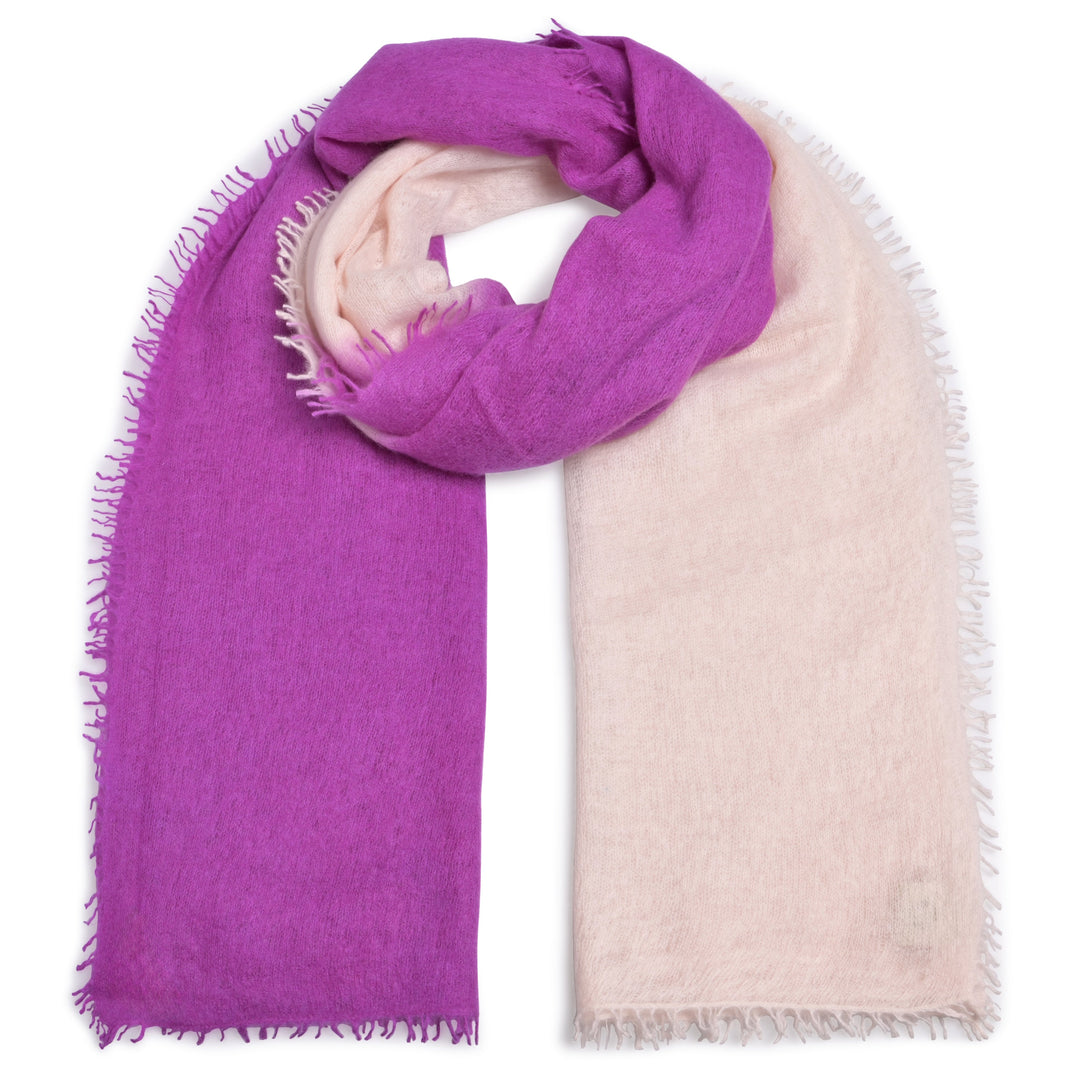 Cashmere Schal Taby-cs in Creme-Neonlila