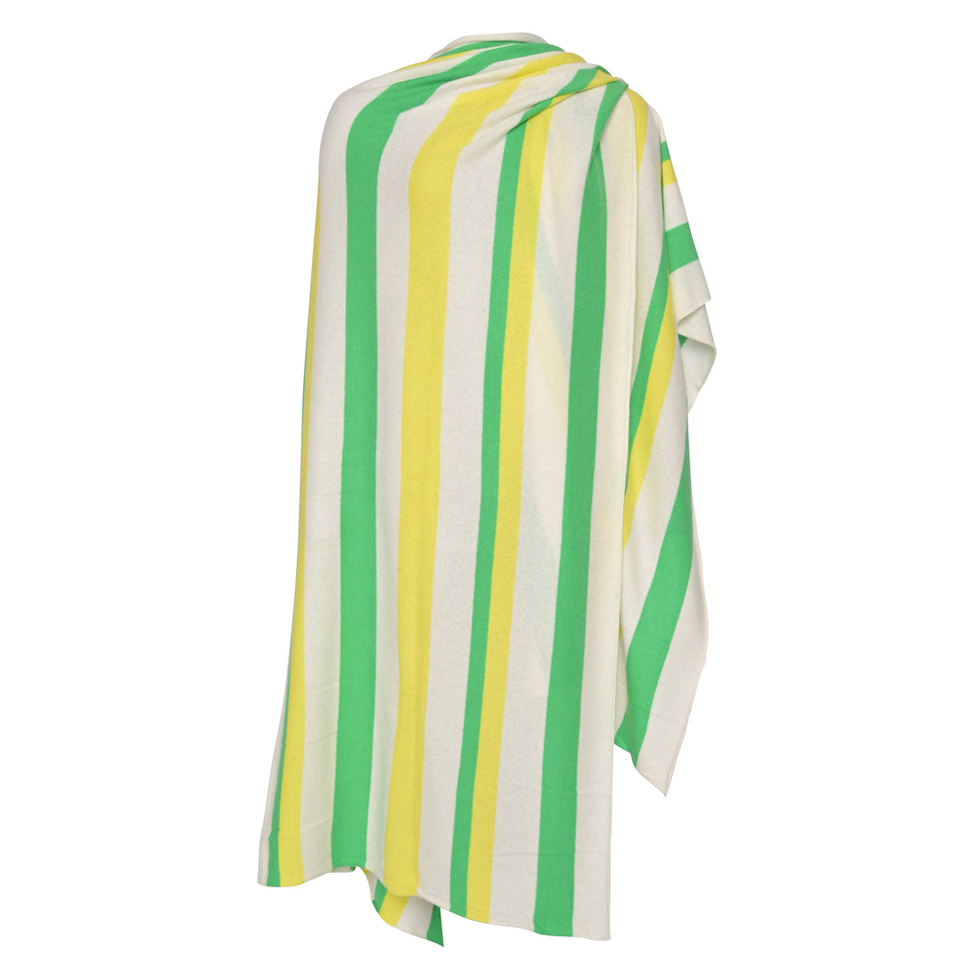 Cashmere Poncho Stripe-cs in Neongelb