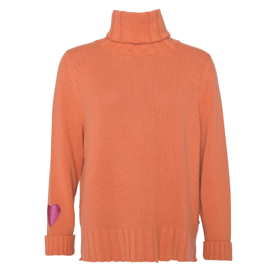 Pullover Elodie-cs mit Fake Leather Applikation in Dusty Orange